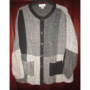 Sangam Sz M Button Down Shirt Jacket Top Blouse Oversized Patchwork Woven Cotton